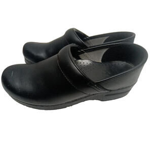 Dansko Professional Stapled Black Leather Women's Clog Shoes Size 39 US 8.5
